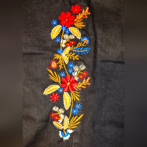 Embroidered Skinny Black Jeans - Picture 3 of 3